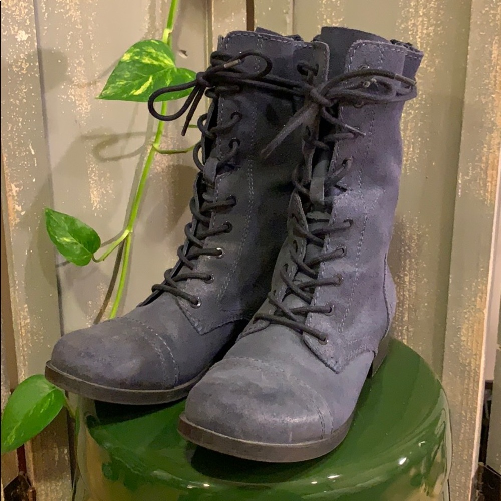 Aldo indigo blue suede lace up and zip up boots